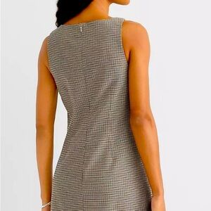 Plaid Square Neck Mini Pocket Dress